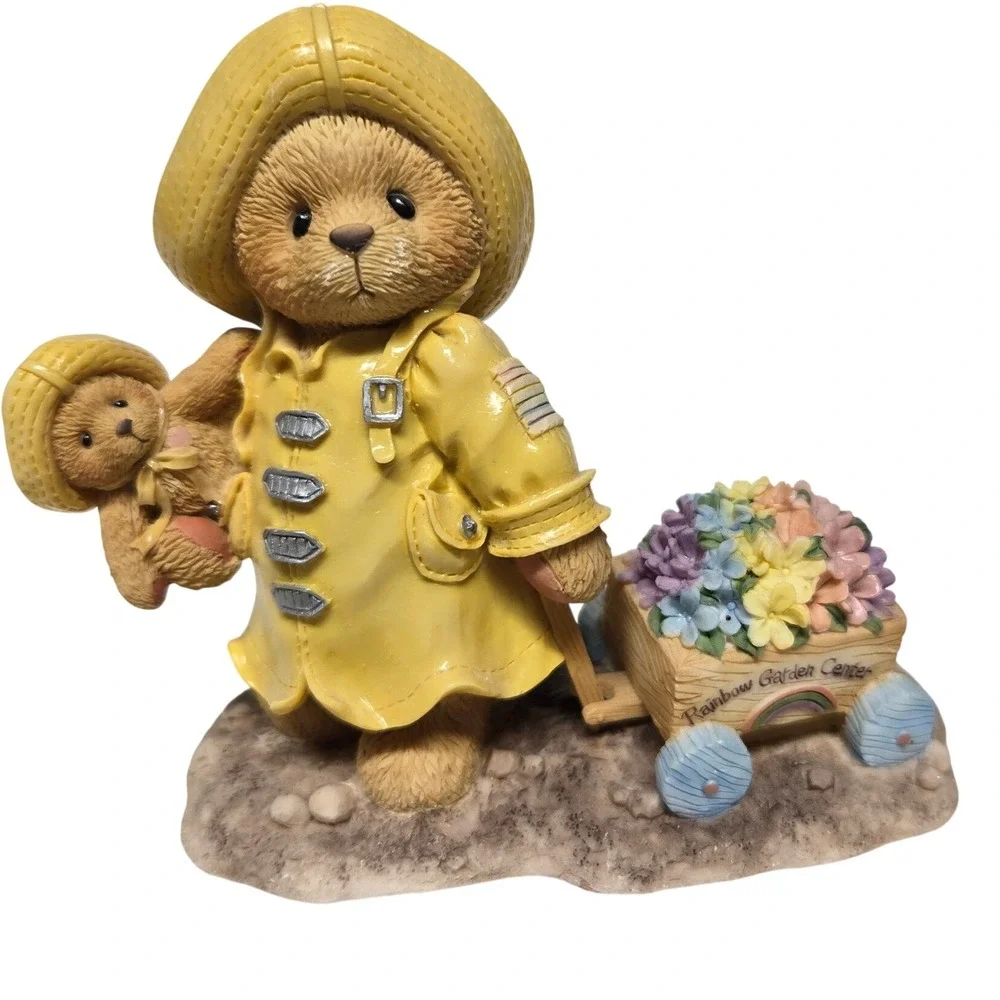 Cherished Teddies Joyce Figurine Teddy‎ Bear in Raincoat Rainbow Garden